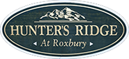 Entry sign for Hunter's Ridge, a neighborhood of lovely Colonials in the Ledgewood section of Roxbury Twp in New Jersey.